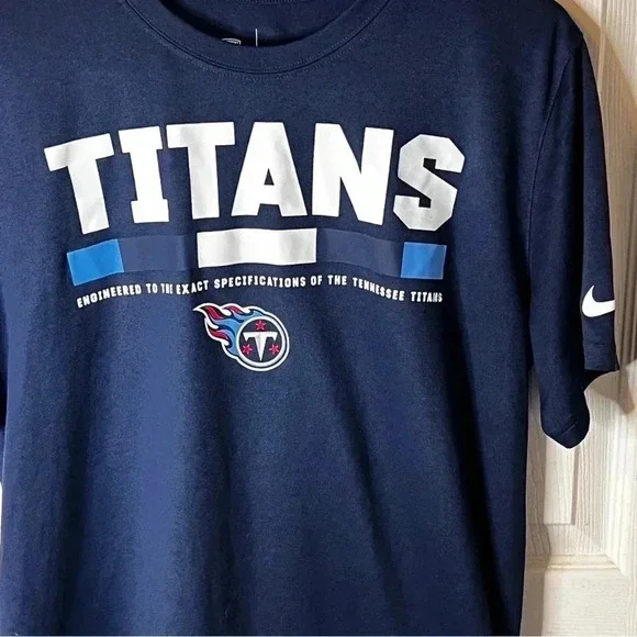NIKE DRI-FIT TENNESSEE TITANS Navy Blue Short Sleeve Shirt NFL Football Size M - Picture 2 of 7